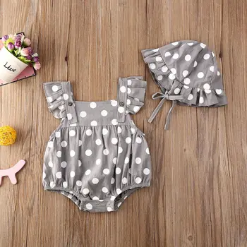 Naujagimio Bamblys Kūdikiui Baby Girl Skrybėlę Jumpsuit Romper Bodysuit Drabužius Sunsuit