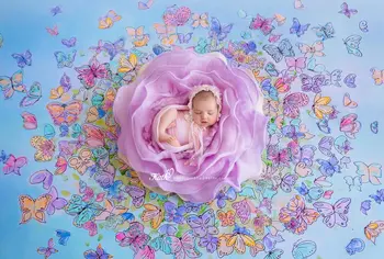 Naujagimio Fotografijos Rekvizitai Flokati Gėlių Formos Kelia Pod Lizdą Krepšius Fone Kūdikių Photoshoot Reikmenys, Vilnos Antklodė