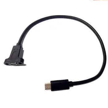 Naujas 10Gbps 90 Laipsnių Dešinę Kampu USB 3.1 C Tipas-c, Vyrų ir Moterų Pratęsimo Adapteris Jungtis Su varžtais Panel Mount Skylę