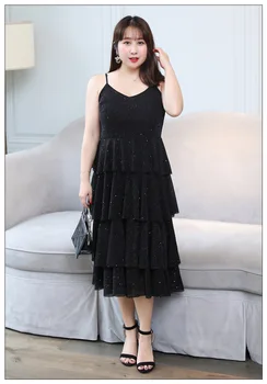 Naujas 2021 ponios vasaros plius dydis ilga suknelė moterims didelis rankovių laisvi juodas china pynimas slydimo suknelė 4XL 5XL 6XL 7XL 8XL