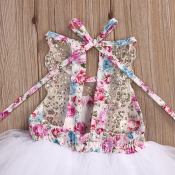 Naujas Blizgančiais Naujagimiui Vaikų Mergaičių Tiulio Rankovių Tutu Gėlių Suknelė Backless Šalis Suknelės