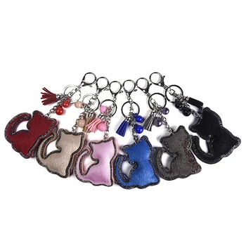 Naujas Korėja aksomo gyvūnų katė modelis key chain pakabukas moterų bagažo automobilio raktų pakabukas priedai ir mažų dovanėlių.