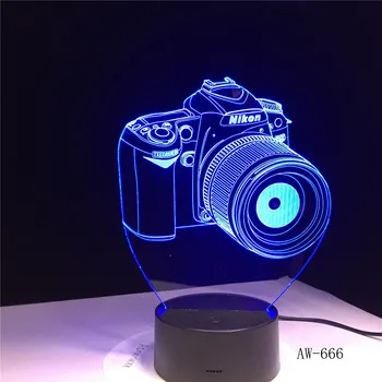 Naujas Lampada LED Pramogų Kamera 3D LED Lempos Spalvinga Vision Stereo Lempos 2D Akrilo grupė Lempa Biuras Šviesos AW-666
