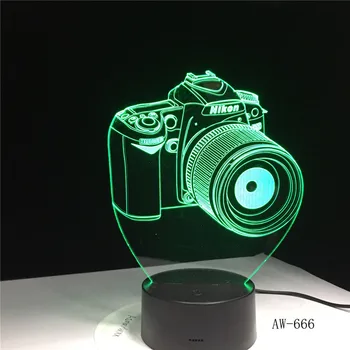 Naujas Lampada LED Pramogų Kamera 3D LED Lempos Spalvinga Vision Stereo Lempos 2D Akrilo grupė Lempa Biuras Šviesos AW-666