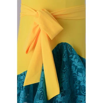 Naujas lotynų Šokių Suknelė, Vaikams, Suknelės Mergaitėms Geltona vs Blue Lace Cha Cha Flamengo Tango Salsa Suknelė Konkurencingą Šokių Suknelė BL04
