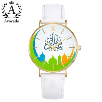 Naujas Mados Arabų Žiūrėti Minimalistinė-Ultra Plonas Aukso Atveju, Kvarciniai Laikrodžiai Baltos Spalvos Odinis Dirželis
