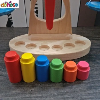 Naujas Montessori Švietimo Žaislas, Mažų Medinių Naujos Pusiausvyros Skalės Žaislas Su 6 Svoriai Vaikams baby