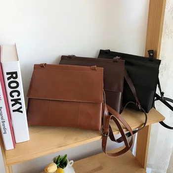 Naujas Moterų Rankinės Krepšys Mados Pečių Maišą Paprastas Stilius Korėja Crossbody Krepšiai PU Office Lady Atvartu Didelės talpos Pakuotėje