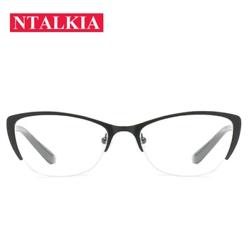 Naujas Pusė Ratlankio akiniai Specialių akinių vyresnio Metalo komfortą Optinis veidrodis Anti-nuovargio cat eye akiniai skaitymui +1.0-4