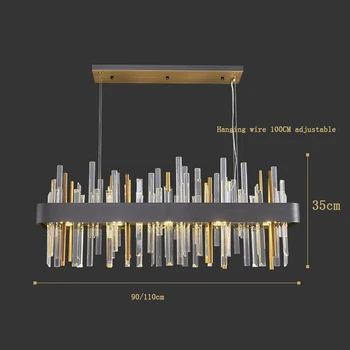 Naujas stačiakampio formos liustra apšvietimo prabangūs modernios šepečiu juoda nerūdijančio plieno lempos kūrybinis dizainas restoranas apšvietimo šviestuvas