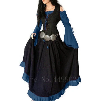 Naujas Viduramžių Moteris Derliaus Vakarinę Suknelę Renesanso Off Peties Nereguliarus Lady Bell Rankovės Helovinas Rūmuose Princesė Vestido