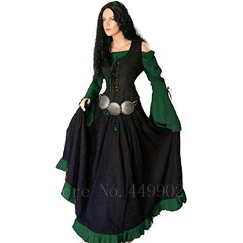 Naujas Viduramžių Moteris Derliaus Vakarinę Suknelę Renesanso Off Peties Nereguliarus Lady Bell Rankovės Helovinas Rūmuose Princesė Vestido