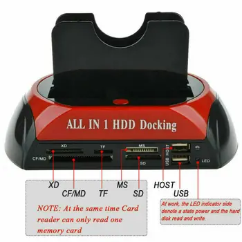NAUJAS Visi 1 IDE, SATA Dual Kietasis Diskas HDD Docking Station Dock USB HUB Kortelių Skaitytuvas Kietojo Disko Prijungimo Stotis Reader UK Kištukas