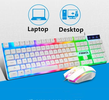 Naujas Žaidimų klaviatūra ir Pelė Laidinė klaviatūra su apšvietimu klaviatūros Žaidėjus rinkinys 2000PDI Silent Gaming Pelės Rinkinys, Skirtas KOMPIUTERIUI Laptopo