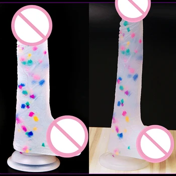 Naujas Želė Vaivorykštė Strapon Dildo Siurbtukas Realistiškas Penis Penis Moterų Masturbacija Dildo Analinis Kaištis Lesbiečių Sekso Žaislai Moterims
