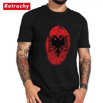 Naujausias Albanijos Vėliava, pirštų Atspaudų Marškinėliai Vyrams Miesto Laisvalaikio Tėvynės T-shirt Dvigubo Erelio Simbolis Šalies Patriotizmo Mėgėjams Marškinėlius