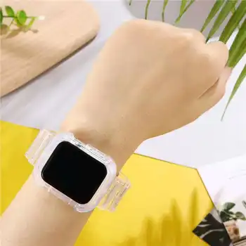 Naujausias skaidrus Sporto watchband Apple Watch Band Serijos 5 4 3 2 1 42mm 44mm žiūrėti juosta atveju Iwatch Dirželis 38mm 40mm