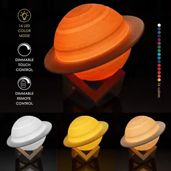 Naujos Įkraunamosios 3D Spausdinimo Saturnas Lempos Kūrybos LED Planetos Lempos Naktį Šviesos Kūdikių Naktiniai staleliai, Lempa Su Stovu Vaikams Kalėdų Dovana