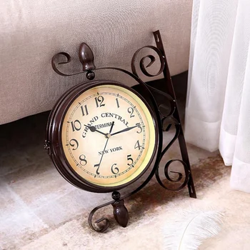 Naujos Žiūrėti Europos Retro Stiliaus Laikrodis Novatoriškų Mados Dvipusis Sieninis Laikrodis Sieninis Laikrodis Modernus Dizainas
