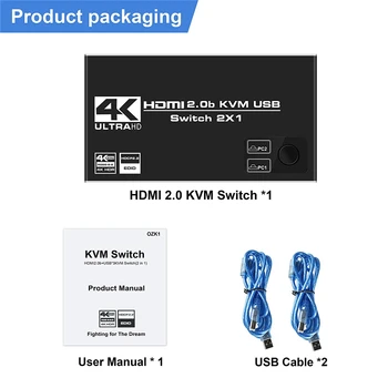 Navceker KVM HDMI Jungiklis, dviejų Monitorių 2 1 Iš DP KVM Switch 2 Prievadai 4K 60Hz HDMI KVM Switch Bendrinti Spausdintuvą, Klaviatūrą, Pelę 1080