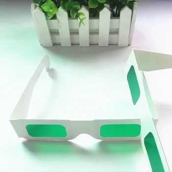 Nemokamas pristatymas (100vnt/lot) Pakartotinai naudojamo balto popieriaus 3D akiniai Popieriaus Rėmo Žalia/Geeen objektyvo 3d Dekoderis Akinius skatinimo