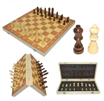 Nemokamas pristatymas 2018 nešiojamų Magnetinio medienos lyginimo lentos kietųjų chessman inlining pakuotės mediniai šachmatai