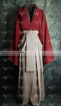 Nemokamas Pristatymas Rurouni Kenshin Himura Kenshin Raudona filmas Kimono Cosplay Kostiumas