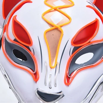 Neonas Led Šviesos Cosplay Kaukė Helovinas Šalis Rave Led Kaukė Anime Dekoro Japonijos Fox Mask