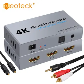 Neoteck 4K HDMI Audio Extractor 2 HDMI Splitter DAC Skaitmeninio į Analoginį Stereo 3.5 mm, HDMI Optinis SPDIF Toslink Skaičiuoklė