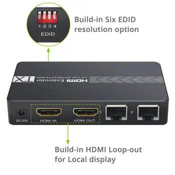 Neoteck HDMI Extender Splitter 1 2 Over Ethernet Cat6 Cat7 Kabelį Iki 50M su infraraudonųjų SPINDULIŲ Nuotolinio Valdymo pultas Parama 1080P HDMI EDID