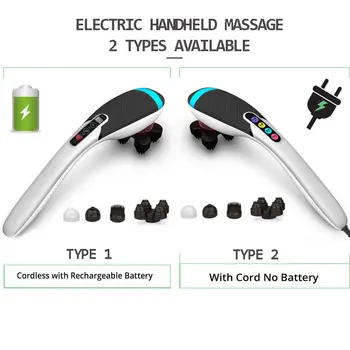 Nešiojamą Masažo Stick Buitinių Elektros Massager 6 Režimai 5 Lygį Greitis 4 Masažo Galvutės, Mažai Triukšmo dėl viso Kūno Relaksacija