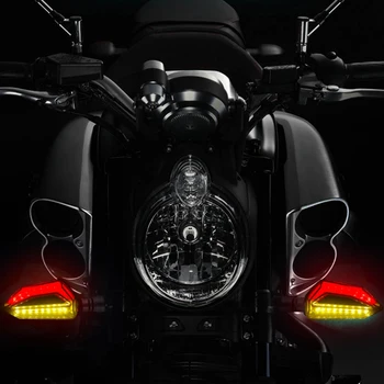Niscarda Motociklo 12 LED Posūkio Signalo Gintaro Šviesos Indikatorių Priekiniai Galiniai Žibintai Harley Cruiser 