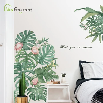 Nordic small šviežia žalia augalų siena lipdukas kampe durų lipdukai, lipnios miegamojo puošimas kambarį sienų dekoras namų dekoro