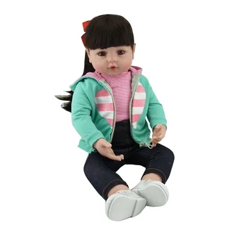 NPK 46cm Silikono Reborn Baby Doll su ilgai hairToy Mergaičių Naujagimių Princesė Kūdikiams Bebe Lydintis Gimtadienio Dovana