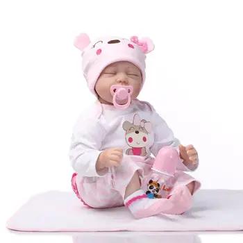 NPK 55cm silikono reborn baby lėlės, žaislai tikroviška miega naujagimių mergaičių, kūdikių žaisti namų mergaitės gimtadienio dovanos lėlės reborn