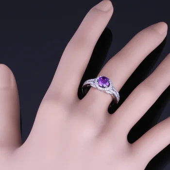 Nuostabus Turas Violetinė Balta Kubinis Cirkonis (CZ Sidabro Padengtą Žiedas V0099