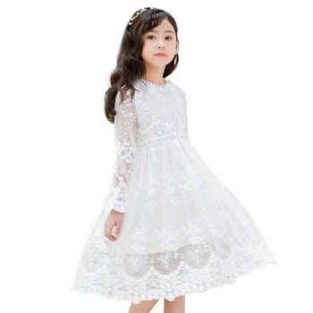 Nėriniai Mergaitės 2020 M. Pavasarį, Rudenį Mergaitė Princesė Vestuves Frocks Vaikams, Maxi Suknelė Paauglių Elegantiškas ilgomis Rankovėmis vestidos