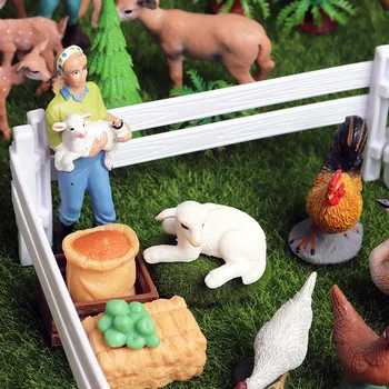 Oenux New Farm House Modelis Veiksmų Skaičiai Ūkininko Karvės, Vištų, Kiaulių, Naminių Gyvūnų Rinkinys Miniatiūrinės Statulėlės Mielas Švietimo Žaislas Vaikams