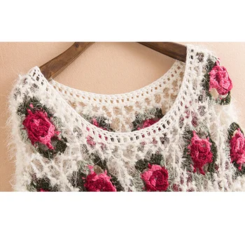 OHRYIYIE Pavasario Rudens Gėlių Siuvinėjimas Puloveriai Moterų 2020 M. Mados Tuščiaviduriai Megztiniai Lady Moheros Megztinis Viršūnes Traukti Femme
