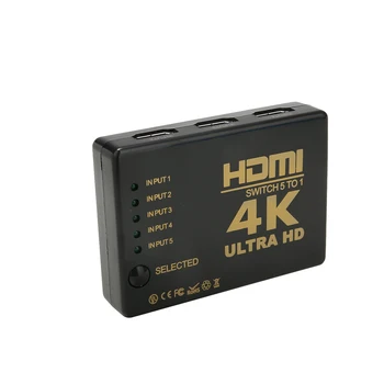 Onsale 1pc HMDI Switcher Black 3D 1080p 5 Uostą 4K HDMI Jungiklis keičia paslaugų teikėjus Selektorių Splitter Centru iR Nuotolinio HDTV Mayitr