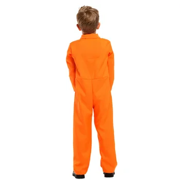 Oranžinė Berniukai Helovinas Kalinys Jumpsuits Vienodų Kostiumų Vaikams, Vaikų Baudžiamosios Cosplay Karnavalas Puras Vaidmuo šalis suknelė