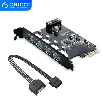 ORICO 4 Port USB3.0 PCI-Express Card/Host Valdiklio plokštė 3.0 Adapteris su USB 3.0 HUB su 15Pin Maitinimo PCI-E Extender Kortelės