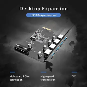 ORICO 4 Port USB3.0 PCI-Express Card/Host Valdiklio plokštė 3.0 Adapteris su USB 3.0 HUB su 15Pin Maitinimo PCI-E Extender Kortelės
