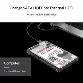 ORICO USB C HDD Atveju NAUJAS 10 Gpbs USB3.1 Gen2 Kietojo Disko Gaubtas Skaidrus HDD Dėžutė 2.5 colių HDD SSD su USB C C Kabelio