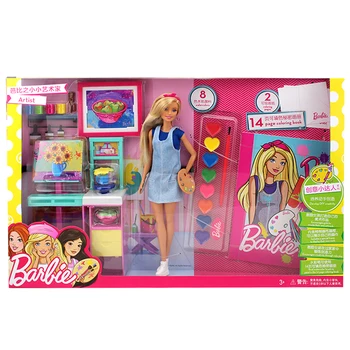 Originali Mattel Barbė lėlės Rinkinys Didelis dovanų Dėžutėje mažai Menininko Mergina Gimtadienio dovana Dažytos žaislų Mados