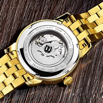 Originali vyriški Žiūrėti BINGER5055 Kinijos Mahjong Mechaninė Aukso laikrodis Vyrams Sapphire Kristalas Prabanga Naujas Stilius 2020 m.