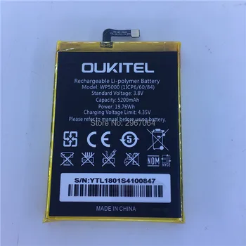 Originalus akumuliatorius OUKITEL WP5000 baterija 5200mAh Ilgas budėjimo laikas 5.7 colių MTK6757 už OUKITEL Mobilių Priedų