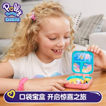 Originalus Polly Pocket Mini Pasaulio Lobis Langelyje Lėlės, Namai Mergaičių Žaislai