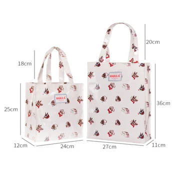 Originalus PVC, Drobės Moterų Daugkartinio naudojimo Pirkinių Krepšys Ekologinio Draugiškas Gėlių Shopper Bag Neperšlampama Rankinė Pietūs Nešti Pečių Maišą