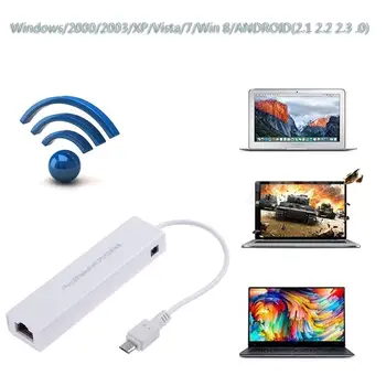 OTG 3 Port USB 2.0 HUB 10/100MB Micro USB į RJ45 LAN Adapteris Laidinio Tinklo plokštė, skirta 